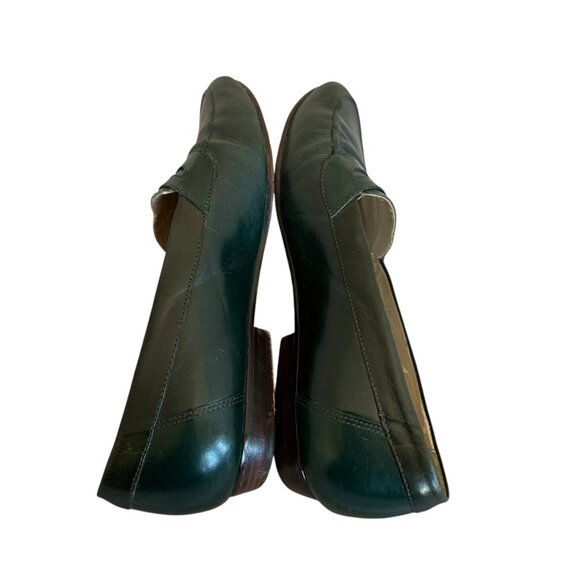 Enzo Angiolini Dark Green Leather Slip-on Loafers Flats Shoes Size 5 Women's - Picture 5 of 8